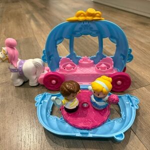 Fisher-Price Blue and Pink Princess Carriage Playset with White Horse